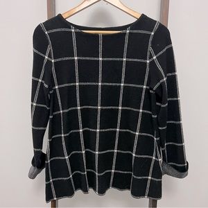Max Studio Black White Checkered Sweater Sz XS